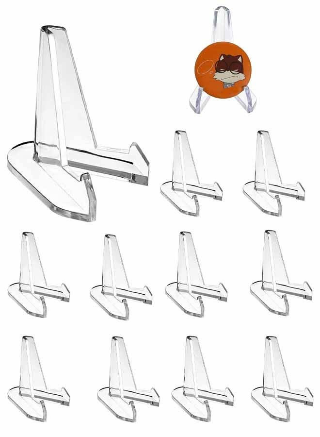 12 Packs Acrylic Easel Stands Clear  Mini Coin Display Easel Holder for Displaying Air-Tite Coins Pocket Watches Capsules Challenge Medals Casino Chips,2.64 Inch Tall - Image 1